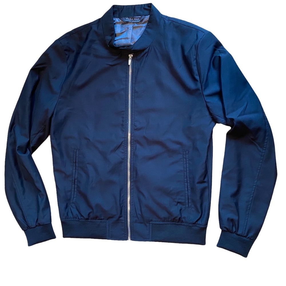 Zara man M jacket coat Medium black zip light weight
